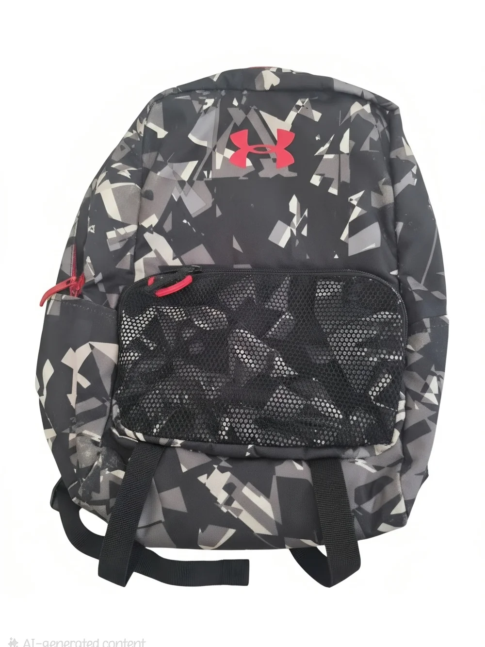 Under Armour Black & Gray Geometric Camo Backpack with Red Accent